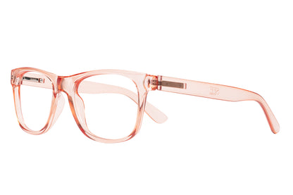 SVANEKE transparent pink/nude reading glasses. Behaglig mjuk kulör.